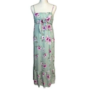 Iris Y2k Babydoll Maxi‎ Dress Sz M Sleeveless Pull On Empire Floral Fairy Beachy